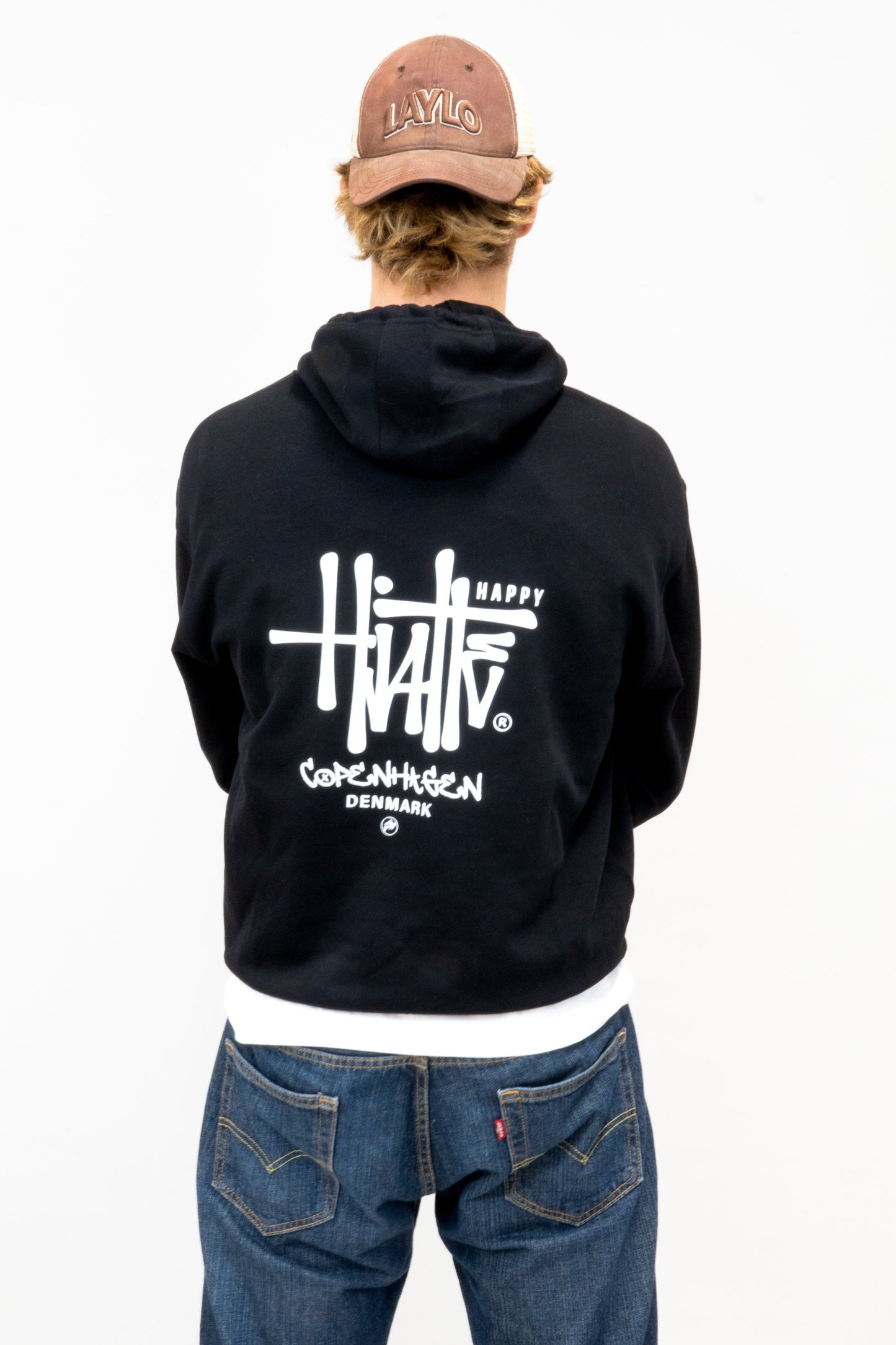 Sort Happyhjalte hoodie